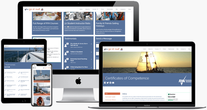 Go-n-Sail website shown on different devices